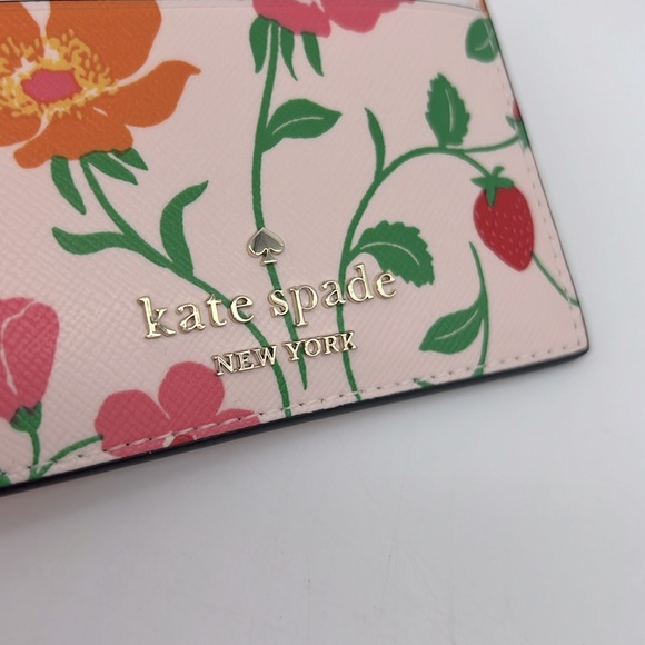 Kate Spade Boxed Madison Strawberry Garden Small Slim Card Holder Pink Multi - Picture 5 of 15